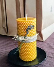 Load image into Gallery viewer, Beeswax Candle-5&quot; Honeycomb Pillar
